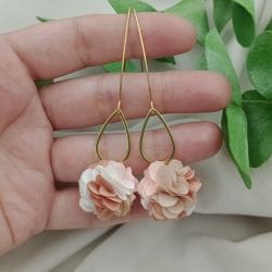 Kolczyki na wesele boho ivory ecru morela