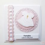 Kartka PAMIĄTKA CHRZTU różowo-biała #4 - Kartka Pamiątka Chrztu różowo-biała
