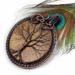Drzewko Szczęścia amulet z bronzytem miedź - wisior z bronzytem wire wrapped