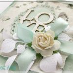 Kartka na Ślub z napisem LOVE 3 - z napisem love, róże, miętowa, mięta