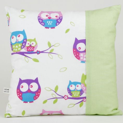 Poduszka dla dziecka 35x35 - Kolorowe sowy