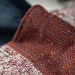 Duża torba z kominem XL – szary welur i ruda plecionka | Handmade - 
