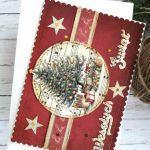 Kartka na Boże Narodzenie vintage z choinką - Kartka z kopertą