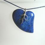 Lapis lazuli, srebro, asymetryczne serce, wis - 