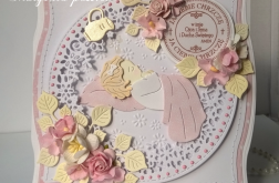 Kartka ze śpiącą dziewczynką