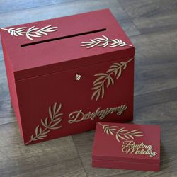 Skrzynka na koperty pudełko na obrączki Bordo