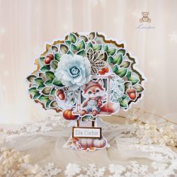 Kartka urodzinowa drzewko z liskiem GOTOWA