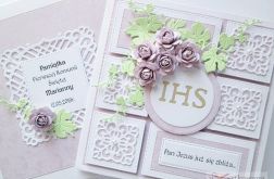 Kartka PAMIĄTKA I KOMUNII koronkowa