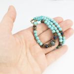Naszyjnik w stylu etno / boho, Howlit, Lapis Lazuli, antyczny bąz, patyna - Naszyjnik w stylu etno / boho, Howlit, Lapis Lazuli, antyczny bąz, patyna