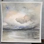 Pejzaż-akwarela formatu 20/20 cm . - 