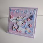 Kartka na urodziny roczek jednorożec z babeczką - Kartka na urodziny roczek jednorożec z babeczką