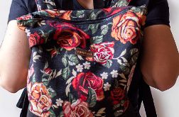 Żakardowy plecak kurierski w kwiaty retro