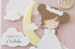 kartka na I Komunię Świętą IHS dziewczynka