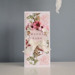 Kartka ślubna - Wianek z kwiatów