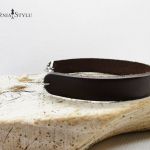 Damska bransoletka skórzana z łącznikiem kwiat - 