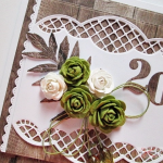 Kartka ROCZNICA ŚLUBU z zielonymi różami - Rustykalna kartka na rocznicę ślubu