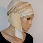 lekki turban ZŁOTY - wiązanie z boku głowy