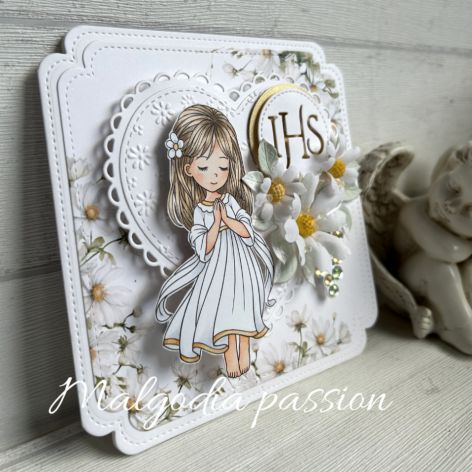 Kartka komunijna z rumiankami