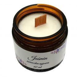 Świeczka Sojowa Jaśmin 60 ml – Ręcznie Robiona Drewniany Knot 