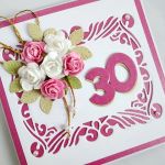 Kartka ROCZNICA ŚLUBU różowo-biała - Kartka na rocznicę ślubu z różyczkami
