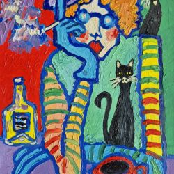 Obraz do salonu babcia z kawką