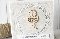 Eleganckie zaproszenie na komunię -szyte v.1