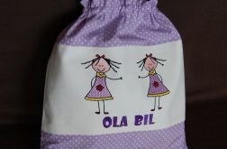 Worek na kapcie/strój "Wesołe lale w kropeczkach"