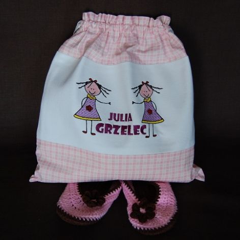Worek na kapcie/strój "Wesołe lale" 