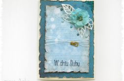 Kartka ślubna w turkusach 1