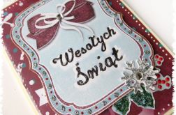 Kartka świąteczna z kokardą