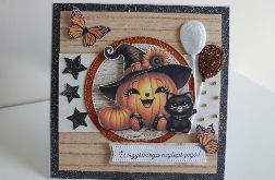 Kartka na urodziny imieniny jesienna Halloween ręcznie robiona