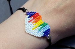 Bransoletka "Artystyczne serce plamy farby białe" Prezent na Walentynki