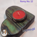 Świecznik drewniany serce zielony Romy No. 12 - 