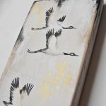 Żurawie obraz ptaki malowane na desce /15/ - 