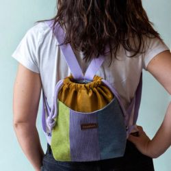 Kolorowy mini plecak damski patchwork