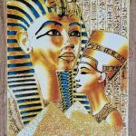 Papirus, Tutanchamon i Nefertiti, 30x40cm, Oryginalny 100%, Egipt, Obraz, papier papirusowy 04 - 