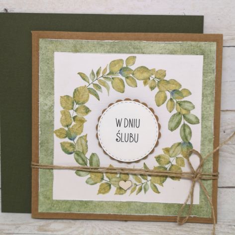 Kartka ślubna z wieńcem 1