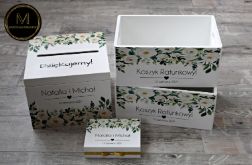 Komplet pudełek ślubnych - białe kwiaty Ślub