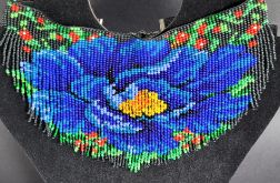 Komplet "Niebieski Mak" naszyjnik-czoker z frędzliami i bransoletka