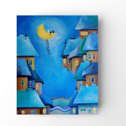 Bajkowe miasteczko kotów-obraz akrylowy formatu 50/60 cm Bajkowe miasteczko kotów-obraz akrylowy formatu 50/60 cm