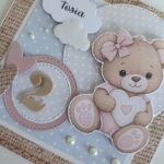 Personalizowana kartka urodzinowa ręcznie robiona miś z sercem - Personalizowana kartka urodzinowa ręcznie robiona miś z sercem