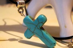 Turkusowy krzyżyk na rzemieniu, unisex