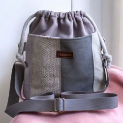 Jasnoszara listonoszka z kominem patchwork