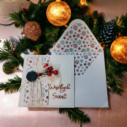 Kartka świąteczna z pasującą kopertą sztuczna gałązka