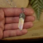 Wisiorek talizman kwarc angel aura anielska - Wykonany techniką wire wrapping