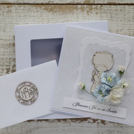 Kartka komunijna kwiaty 3