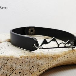 Damska bransoletka skórzana z motywem gór