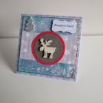 Kartka świąteczna renifer szaro-niebieska - Kartka świąteczna renifer szaro-niebieska