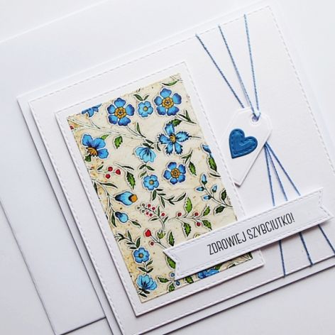 Kartka powrotu do zdrowia niebieskie kwiatki