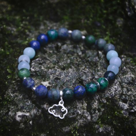 Azuryt, bransoletka z chmurką. Srebro.